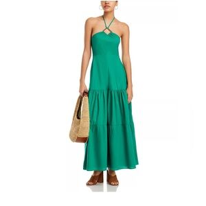 Green dress by Aqua. Poplin cotton halter cut. Worn once.